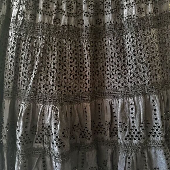 Ralph Lauren Y2K black eyelet tiered lined midi skirt Sz M # 2403 - Picture 6 of 16